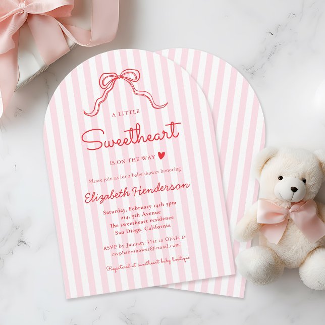 Invitation A Little Sweetheart Bow Valentine's Baby Shower (Créateur téléchargé)