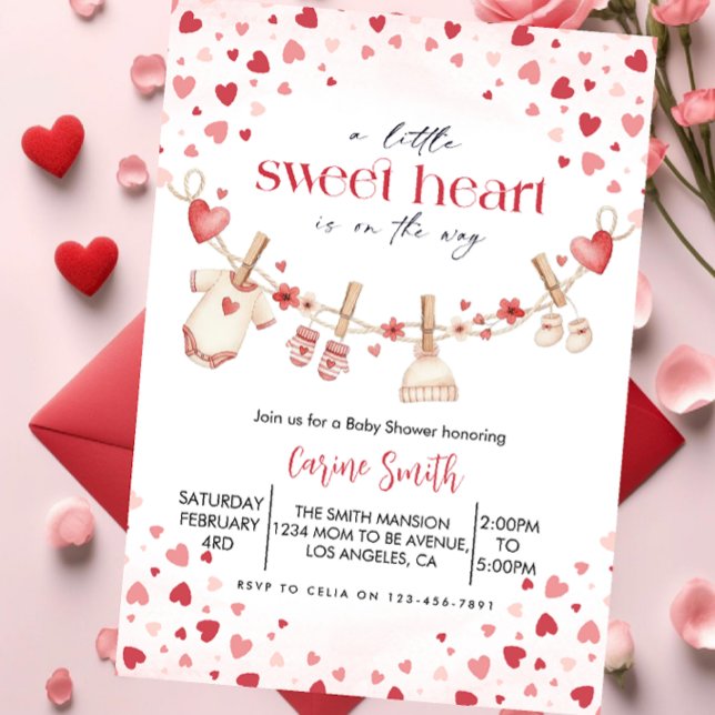 Invitation A  Little Sweetheart valentine's Baby Shower   (Créateur téléchargé)