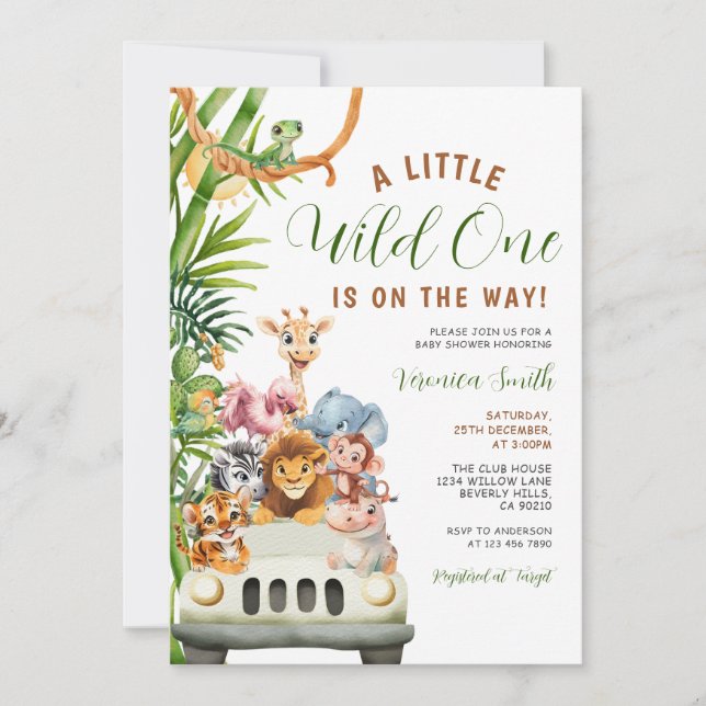 Invitation A Little Wild One Baby Shower Forest Animals Truck (Devant)