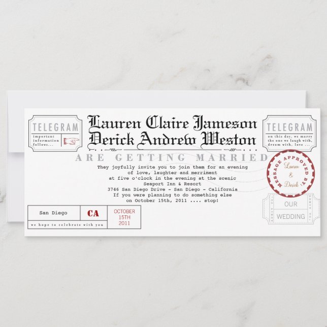 Invitation à longueur de thé du Telegram moderne (Devant)