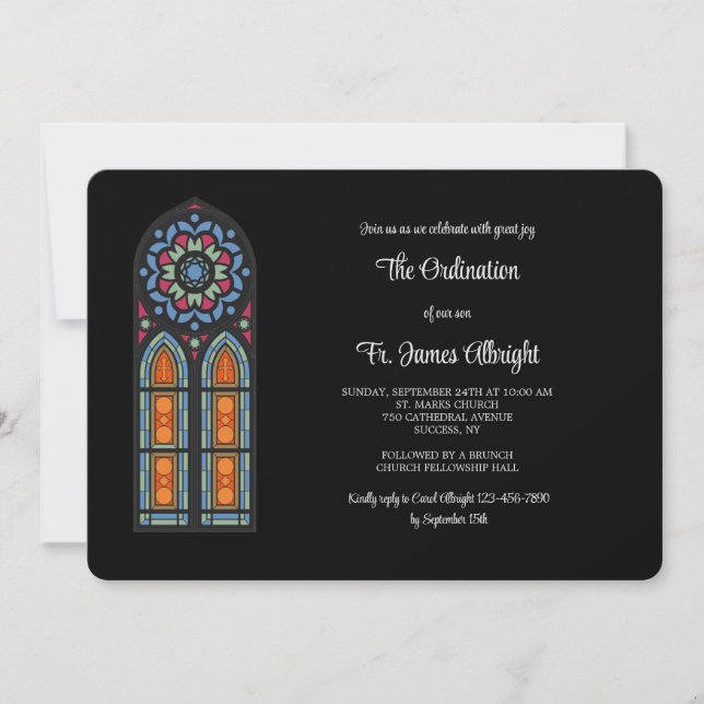 Invitation à l'ordination d'un prêtre aux vitraux (Devant)