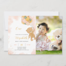 Invitation à l'ours en peluche avec photo