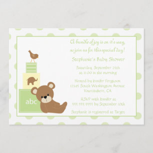 Invitation à l'ours en peluche et à l'baby shower