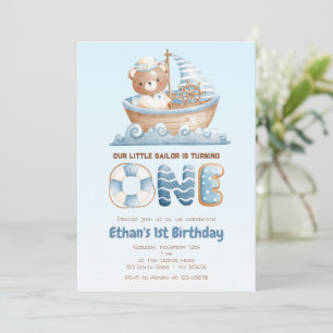 Invitation à l'ours nautique 1er anniversaire - Ba