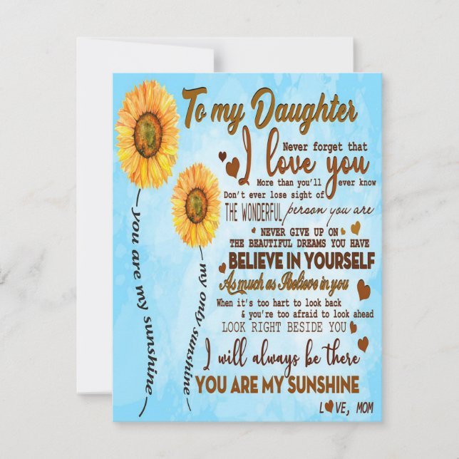 Invitation À ma fille | Lettre spéciale à ma fille (Devant)