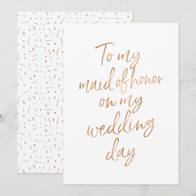 Invitation À ma servante d'honneur le jour de mon mariage (Devant / Derrière)