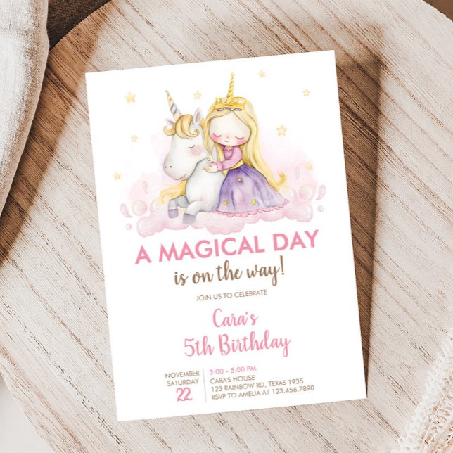 Invitation A Magical Day Unicorn Birthday Party  (Unicorn Baby Shower Invitation)
