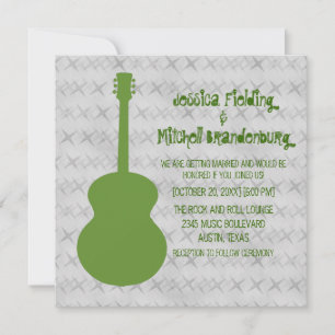 Invitation à mariage Grunge Guitare Verte