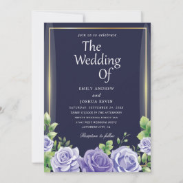 invitation à mariage verte marine et violette