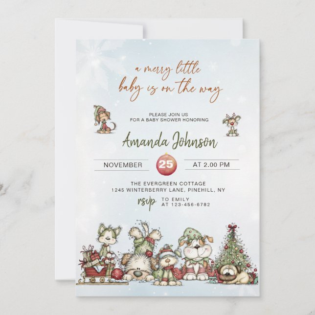 Invitation A Merry Little Baby is on the Way  (Devant)