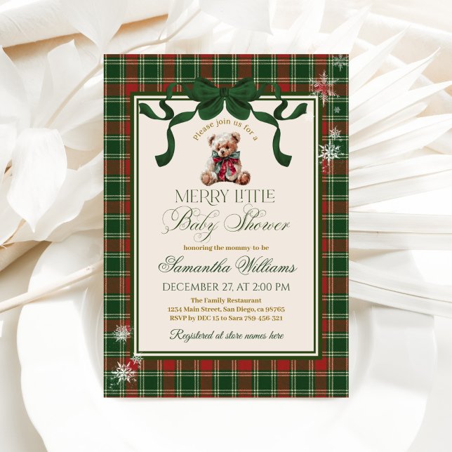 Invitation A Merry Little Baby Shower Teddy Bear Christmas (Créateur téléchargé)