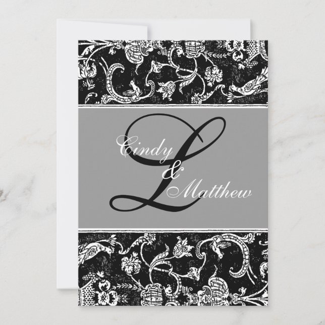 Invitation à monogramme en damas (Devant)