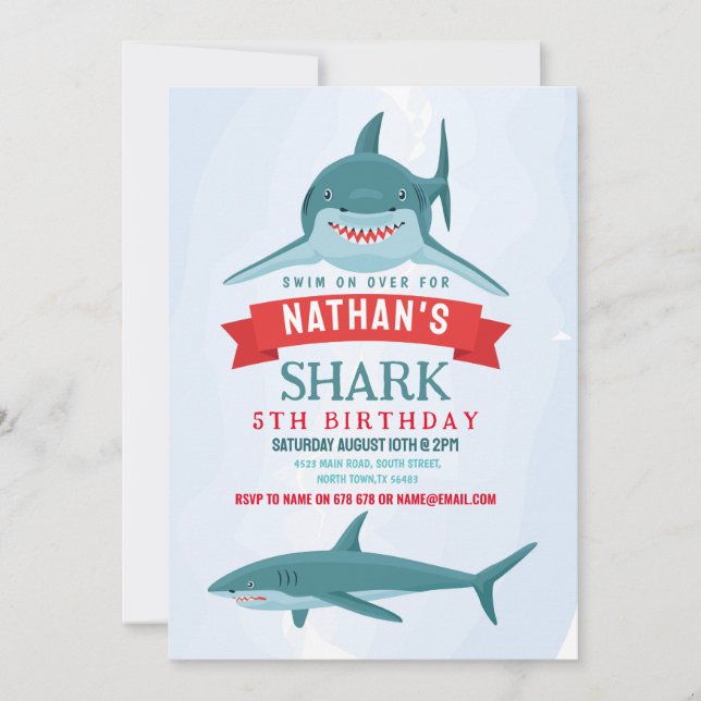 Invitation à nager pour l'anniversaire du requin (Devant)