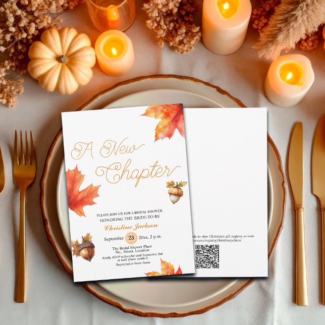 Invitation A New Chapter Maple Tree Leaves Bridal Shower  (Créateur téléchargé)
