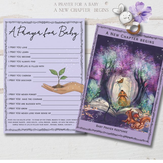 Invitation A New Chapter Storybook Forest  Baby Prayer Card (A New Chapter Storybook Forest Baby Prayer Card)