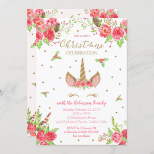 Invitation à Noël Unicorn