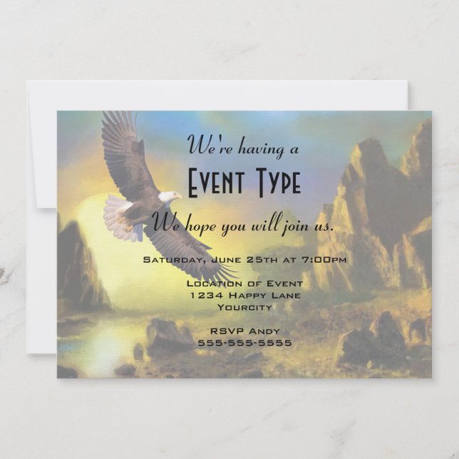 Invitation A Patriotic Design with Bald Eagle Flying (Devant)