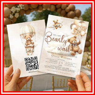 Invitation À peine attendre   Baby shower marron