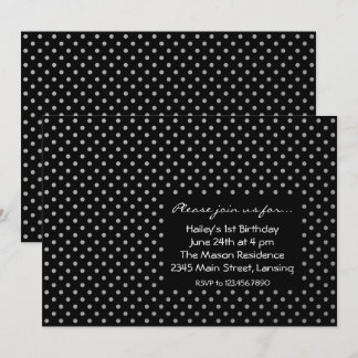 Invitation À petits pois noirs et argentés