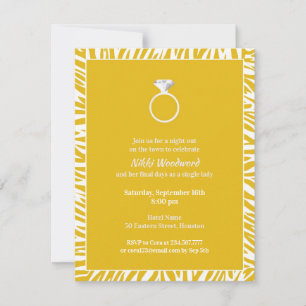 Invitation à plat du Jaune Zebra Bachelorette Part