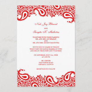 Invitation à plat Mariage indien Paisleys