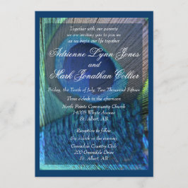 Invitation à plumes de paon avec frontière