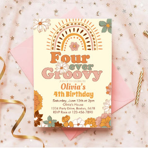 Invitation à quatre ans Super Rainbow 4th Birthday