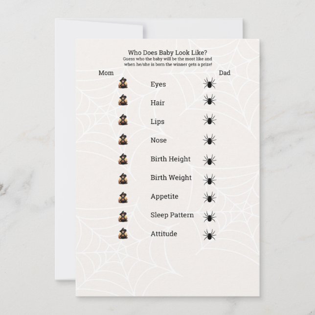 Invitation À Qui Ressemblera Le Bébé ? Baby shower d'Hallowee (Devant)