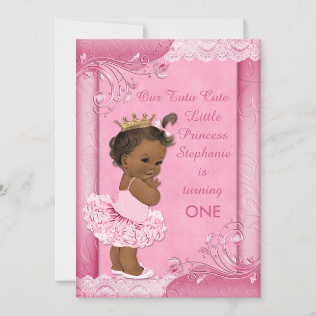 Invitation Ă?re dentelle de Faux d'anniversaire de bébé (Devant)