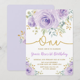 Invitation Ă?re fête d'anniversaire de fille rose florale