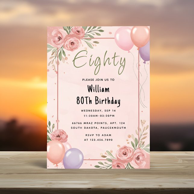 Invitation À Retro Fun Adulte Humor Happy Chic 80e anniversai (Créateur téléchargé)