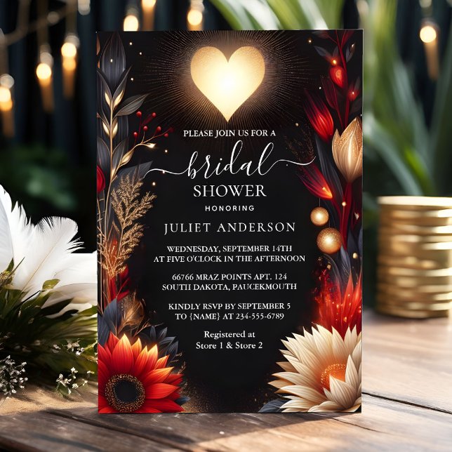 Invitation À Ruby Claret Coeur Blanc Rouge Fête des mariées N (Créateur téléchargé)