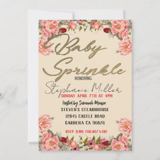 Invitation à saupoudrer de Baby shower à fleurs de