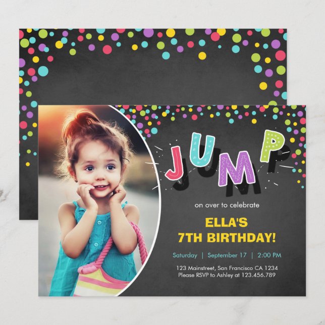Invitation à sauter Bounce House Bounce Anniversai (Devant / Derrière)
