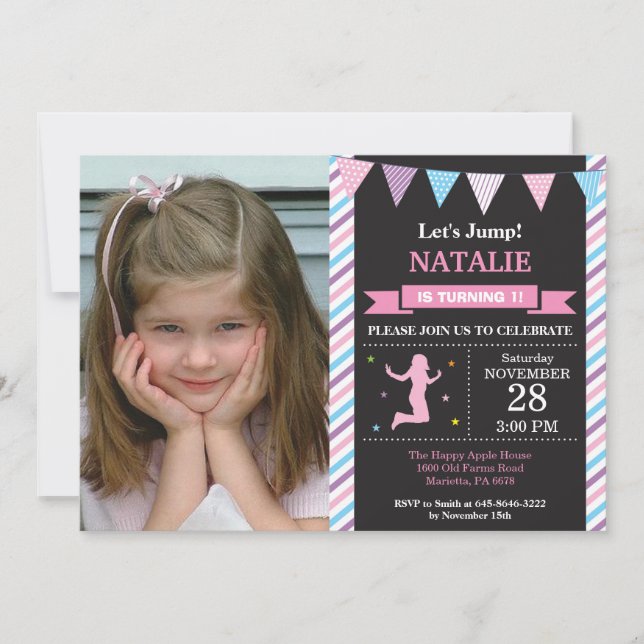 Invitation à sauter Trampoline Anniversaire (Devant)