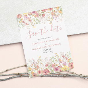 Invitation à sauver la date à l'aquarelle florale