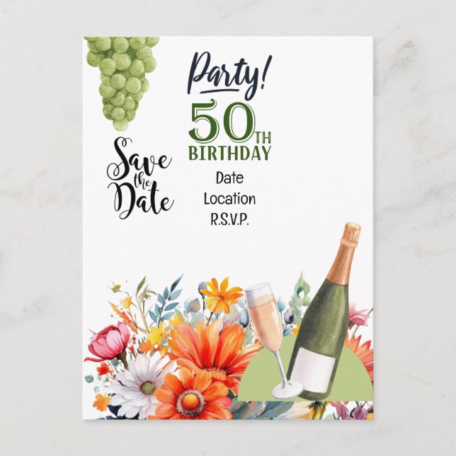 Invitation à sauver la date pour une fête d'annive (Devant)