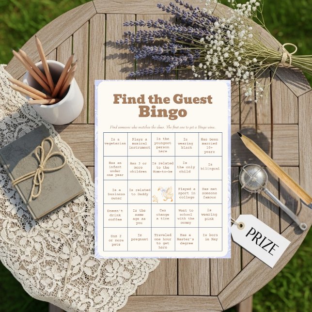Invitation A SIlly Goose Blue Find The Guest Bingo Card (A SIlly Goose Blue Find The Guest Bingo Card)
