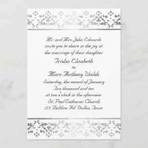 Invitation à Silver mariage damassé