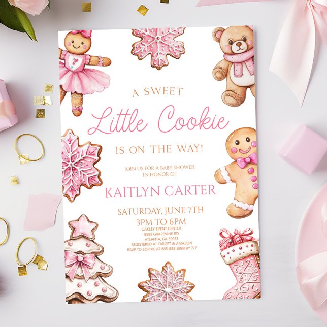 Invitation A Sweet Little Cookie Pink Gingerbread Baby Shower (Créateur téléchargé)