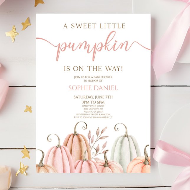 Invitation A Sweet Little Pumpkin Pink Orange Baby Shower (Créateur téléchargé)