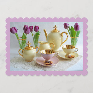 Invitation à thé de l'après-midi de la lavande per