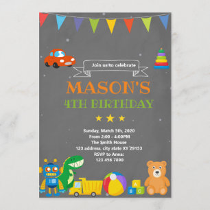 Invitation à thème anniversaire Toyland