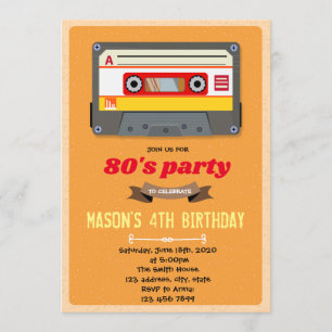 Invitation à thème d'anniversaire vintage cassette