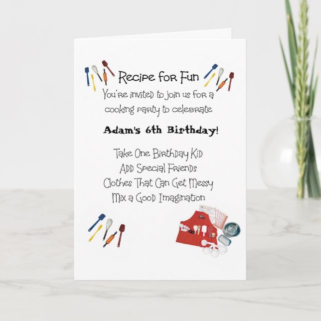 Invitation à thème de la Cuisine pour enfants (Devant)