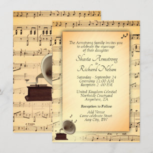Invitation à thème de musique Mariage antique