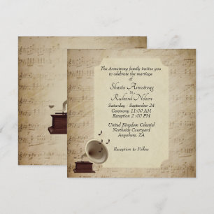 Invitation à thème Mariage de musique antique