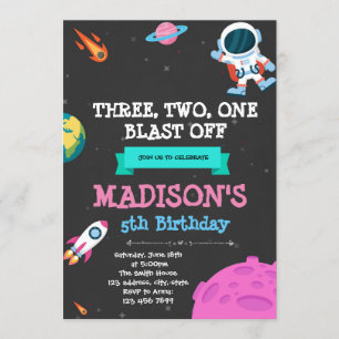 Invitation à thème pour l'anniversaire de l'espace