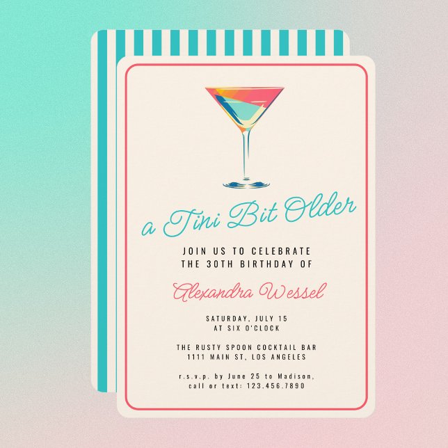 Invitation A Tini Bit Ancien Martini Thème Retro 30ème Annive (Créateur téléchargé)