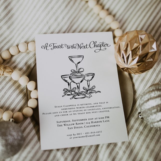 Invitation A Toast to the Next Chapter | Elegant Retirement  (Créateur téléchargé)